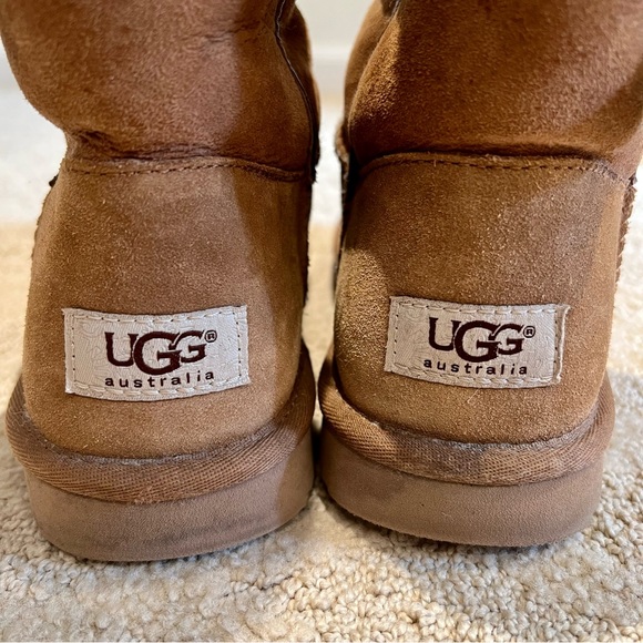 EUC UGG Josette Leather Bow Ankle Sheepskin Suede Boots Booties - Picture 15 of 15